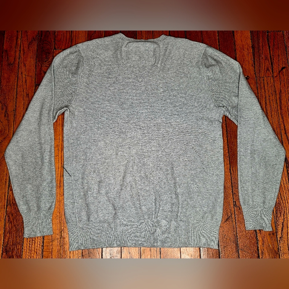 BKE Buckle Slim Fit Size XL Extra Large Gray Argyle V-Neck Cotton Sweater B5 - Picture 3 of 7